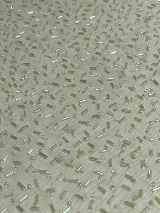 Lime Sherbet Sequin & Beads On Silk Chiffon JEC-148-6 Fabric
