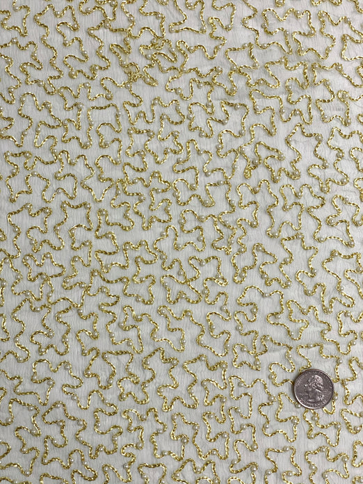 Lemon Grass Sequin & Beads On Silk Chiffon JEC-070-4B Fabric