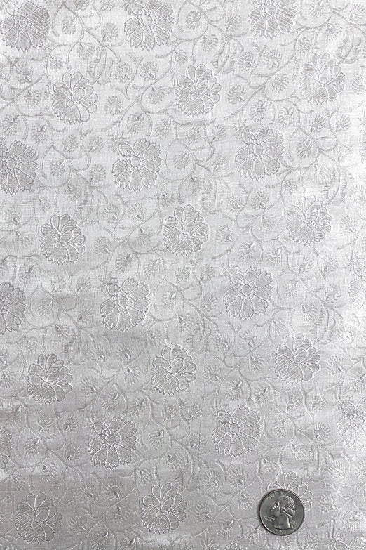 Ivory/Silver Silk Brocade JV-1113/3 Fabric