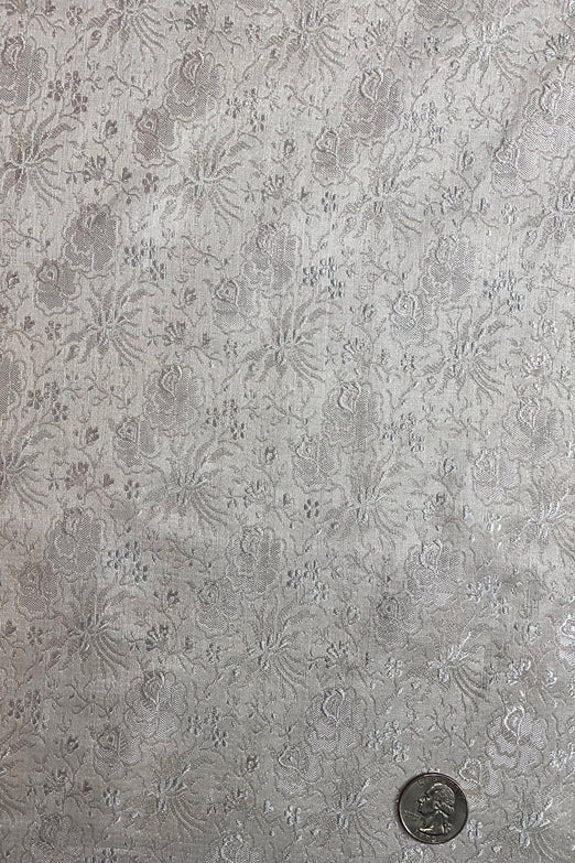 Cream/Silver Silk Brocade JV-1114/1 Fabric