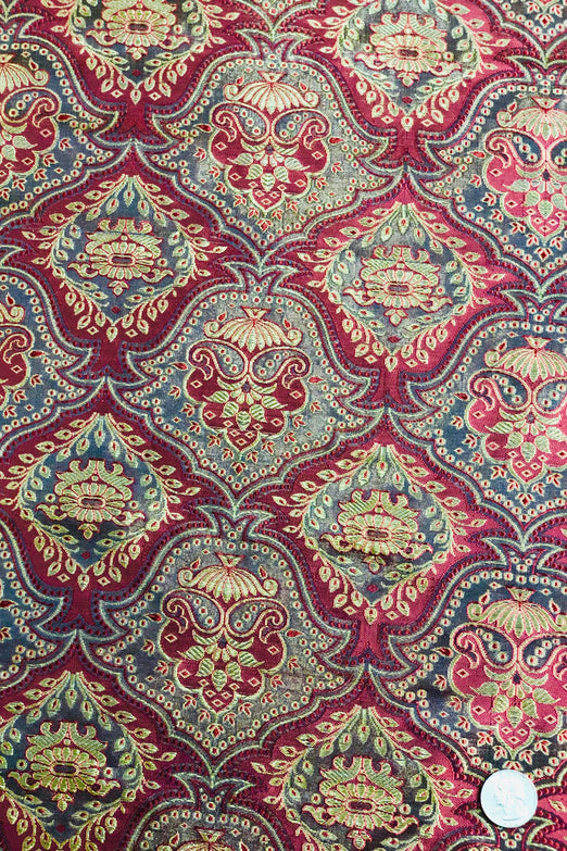 Rosewood Red/Gold Silk Brocade JV-1219 Fabric