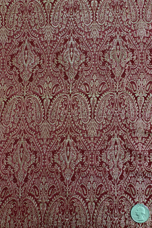 Maroon Gold Silk Brocade JV-1272 Fabric