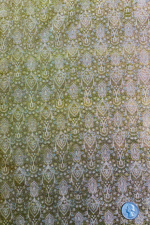 Olive Green/Gold Silk Brocade JV-1293 Fabric