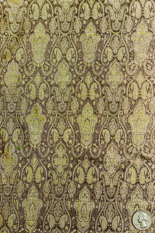 Olive Green/Gold Silk Brocade JV-1372 Fabric