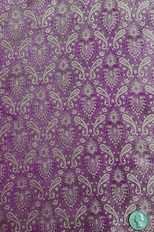 Royal Purple Gold Silk Brocade JV-1380 Fabric