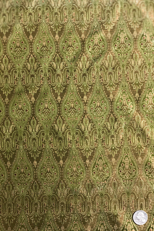 Olive Green Silk Brocade JV-1402 Fabric