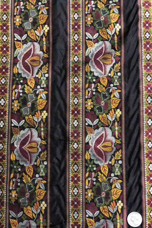Floral Black Silk Brocade JV-1443/1 Fabric