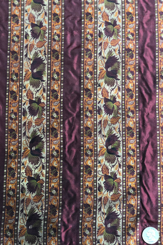 Burgundy Multicolor Silk Brocade JV-1444 Fabric