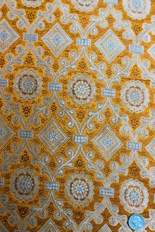 Orange Gold Silk Brocade JV-1455/1 Fabric