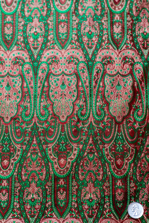 Red Green Silk Brocade JV-1470/1 Fabric