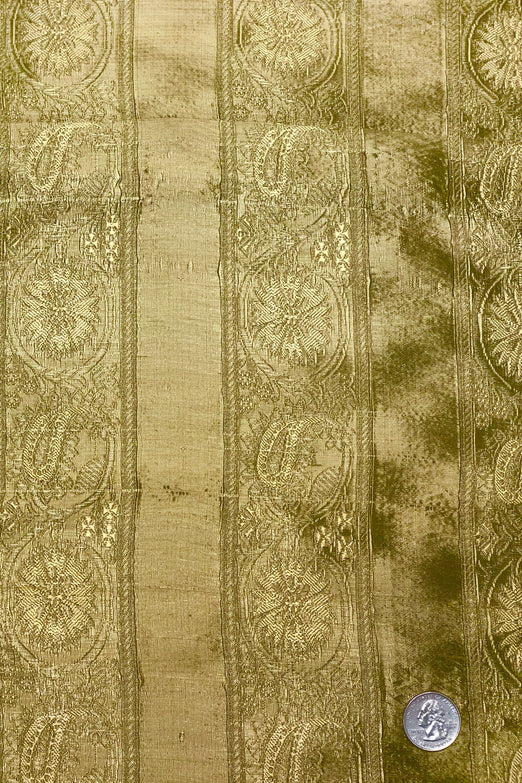 Green Gold Silk Brocade Trims JV-1474 Fabric