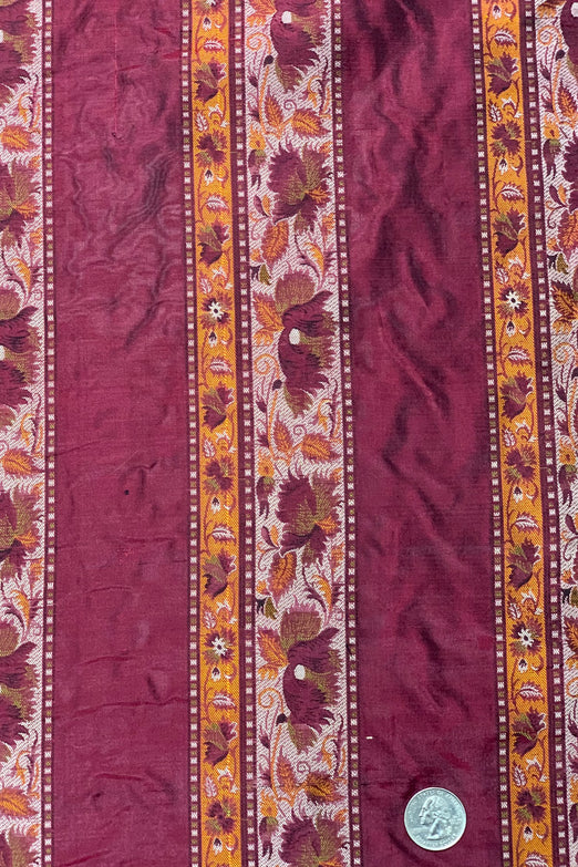Burgundy/Autumnal Harvest Silk Brocade JV-1475 Fabric