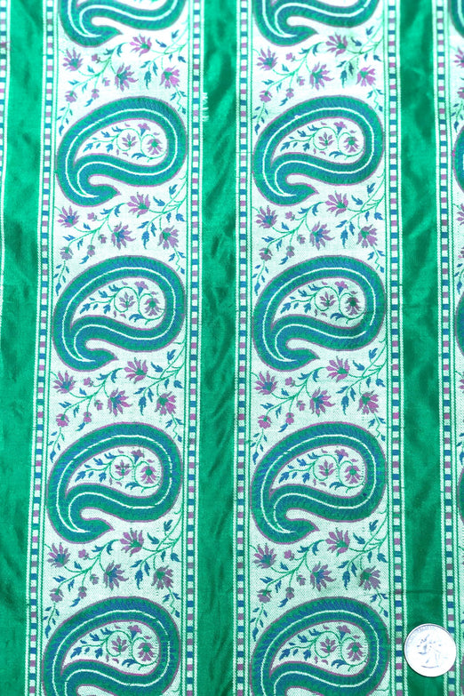 Kelly Green Silk Brocade JV-1479 Fabric