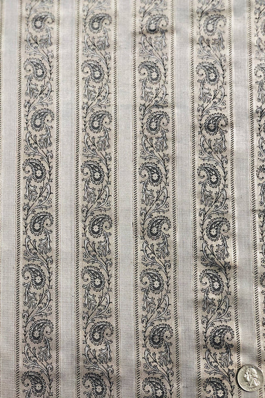 Silver Pasiley Border Silk Brocade JV-1482/1 Fabric
