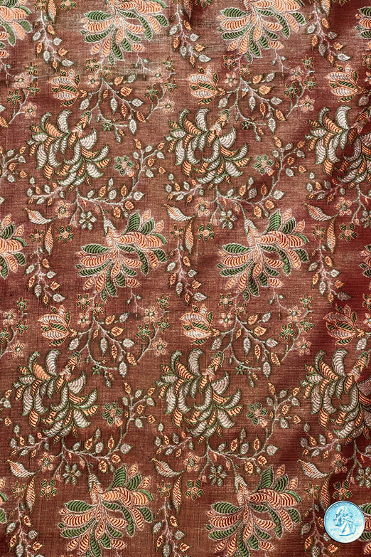 Rust Silk Brocade JV-1484 Fabric