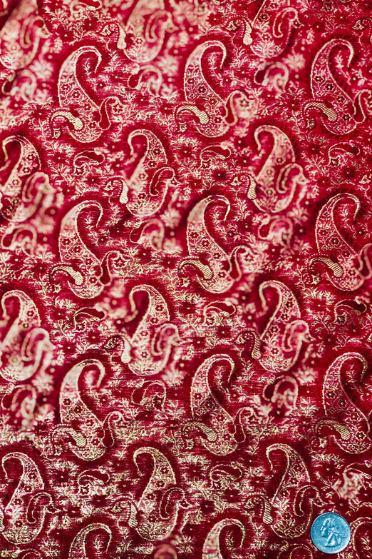 Red Gold Silk Brocade JV-1491 Fabric