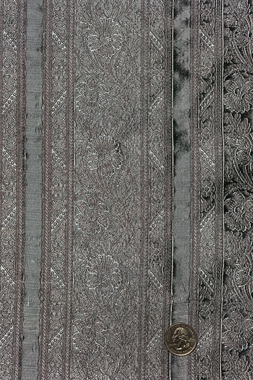 Blue-Slate Grey Silk Brocade JV-1493/13 Fabric