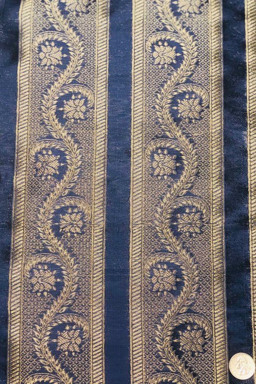 Blue Gold Silk Brocade JV-1495 Fabric
