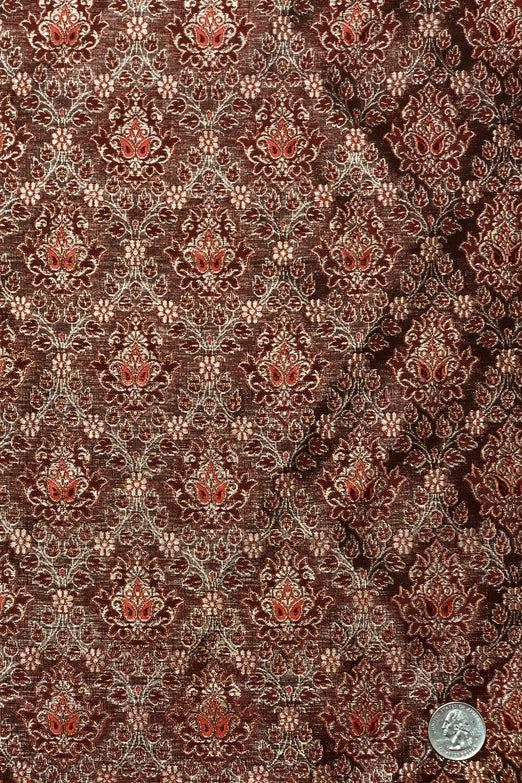 Deep Maroon Silk Brocade JV-1497 Fabric