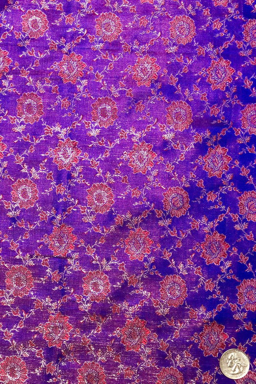 Bright Violet Red Silk Brocade JV-1499 Fabric