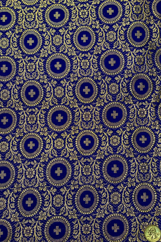 Blue Gold Silk Brocade JV-1522/1 Fabric