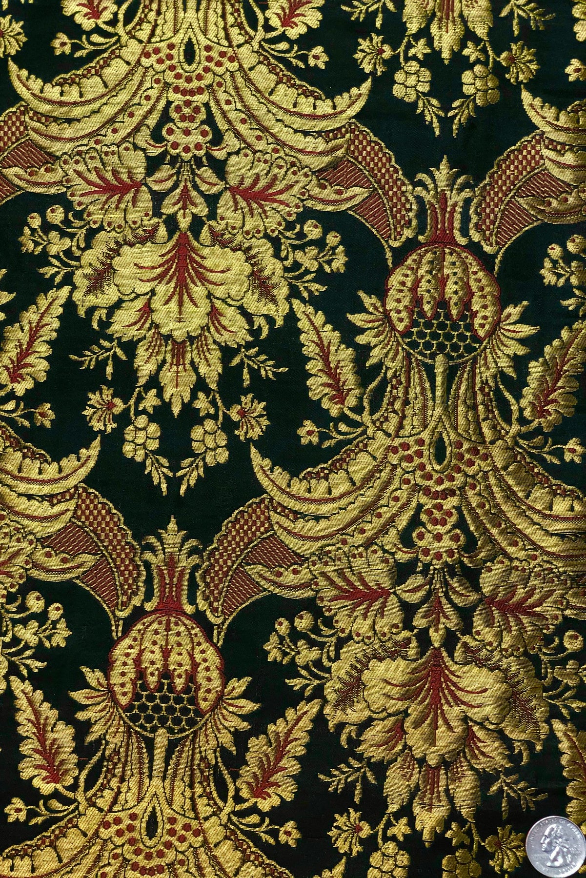 Mocha/Green Silk Brocade JV-1552 Fabric main image 0
