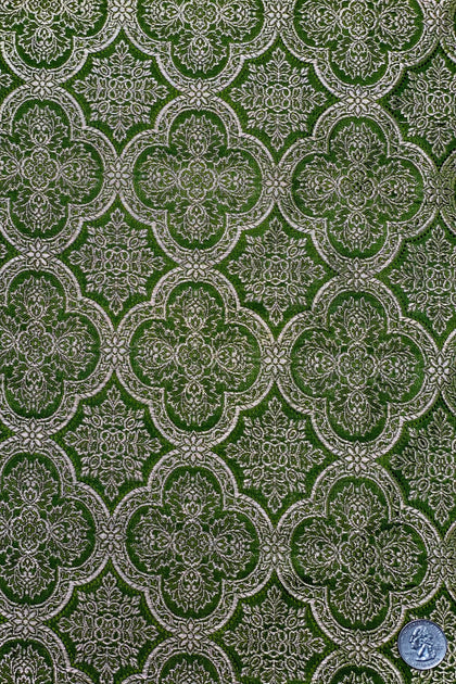 Golf Green/Burgundy Silk Brocade JV-1577/1 Fabric main image 1