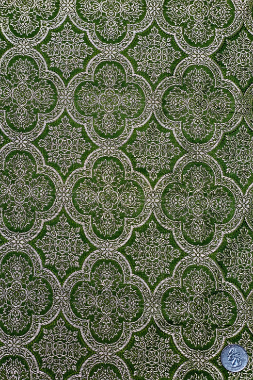 Grasshopper Green/Gold Silk Brocade JV-1528 Fabric