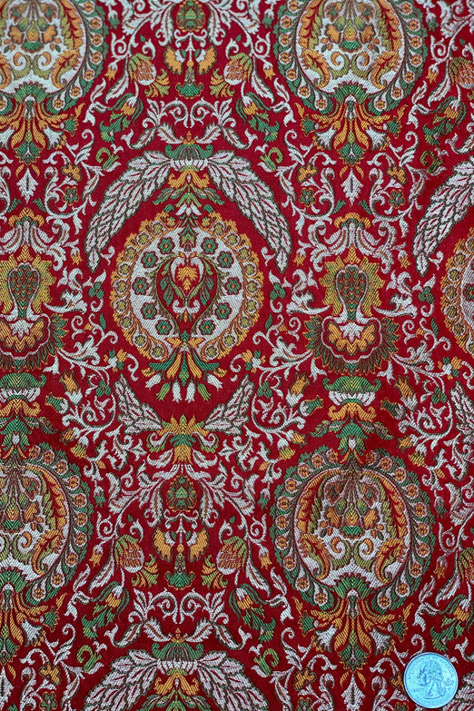 Red Multicolor Silk Brocade JV-1533 Fabric