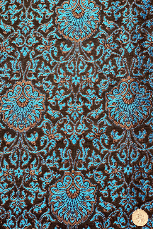 Peacock Blue Silk Brocade JV-1536 Fabric