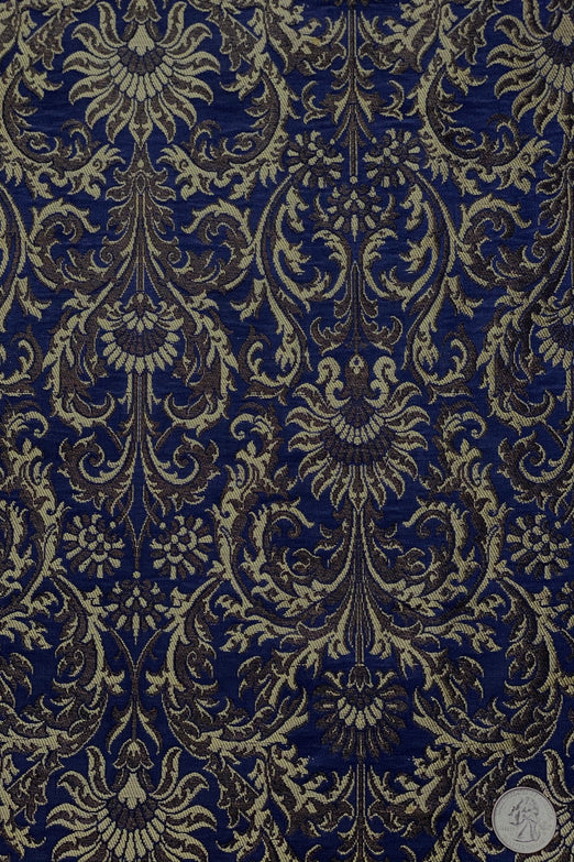Deep Ultramarine Blue/Gold Silk Brocade JV-1537 Fabric