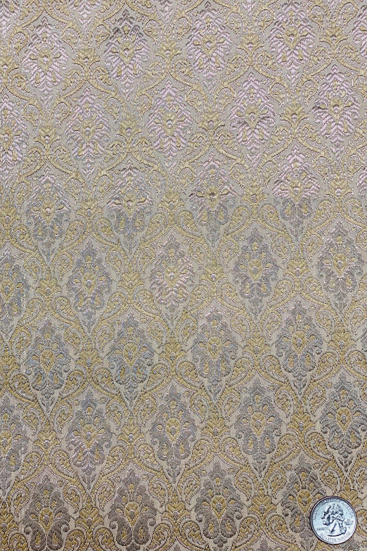 Yellow Gold/Silver Silk Brocade JV-1539 Fabric