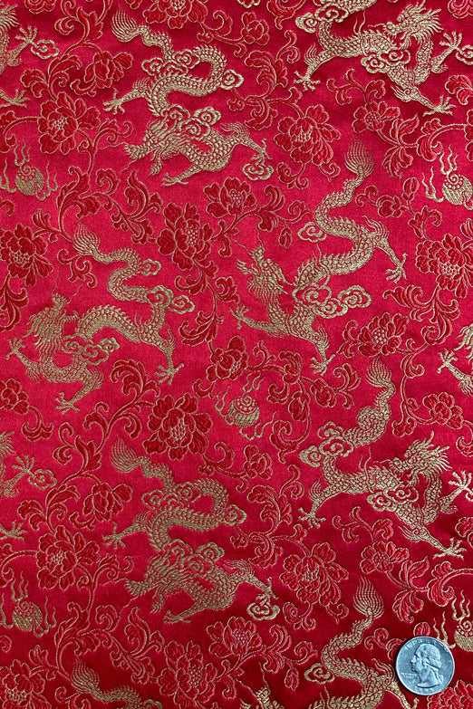 Red Dragon/Gold Silk Brocade JV-1551 Fabric