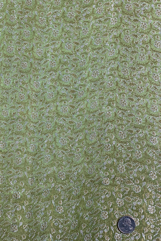 Pistachio Green/Gold/Ivory Silk Brocade JV-1556/3 Fabric
