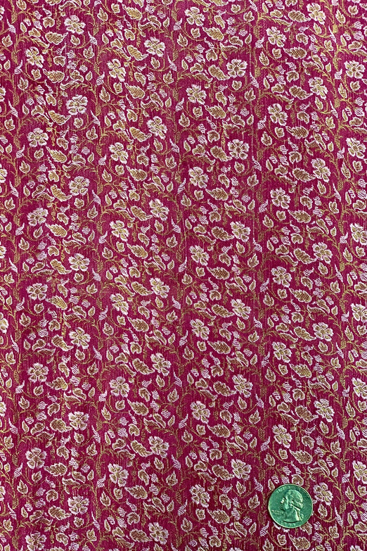 Raspberry Pink/Metallic Gold/Ivory Silk Brocade JV-1556/6 Fabric