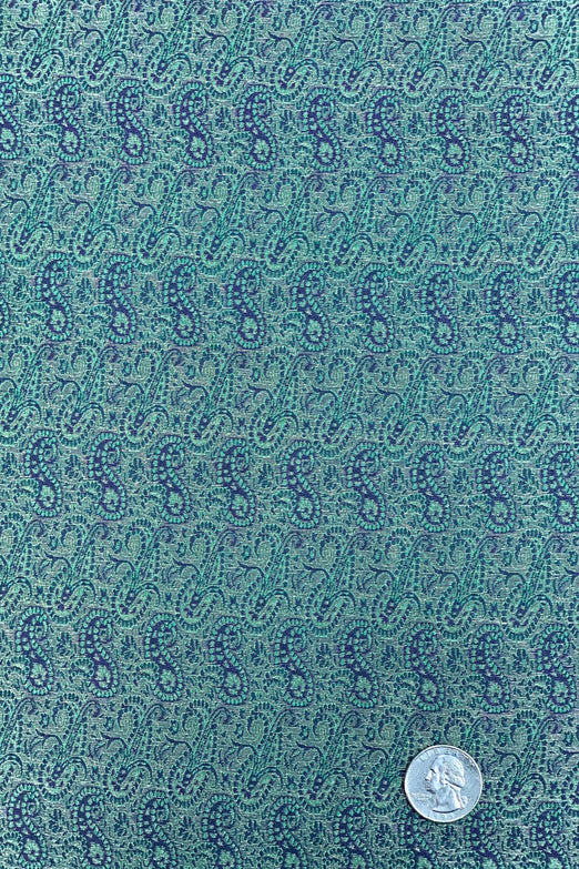 Green/Navy Blue Silk Brocade JV-1564 Fabric