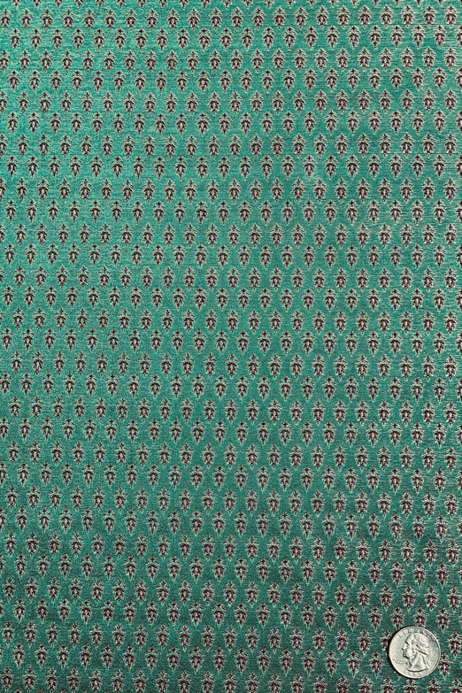 Holly Green/Burgundy Silk Brocade JV-1566 Fabric