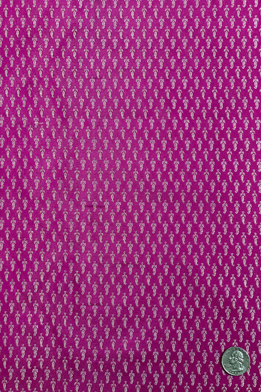 Magenta/Silver Silk Brocade JV-1571 Fabric