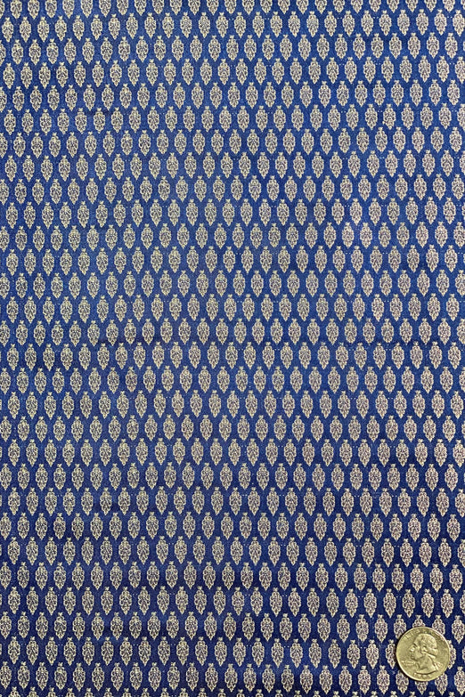 Royal Blue/Silver Silk Brocade JV-1572 Fabric