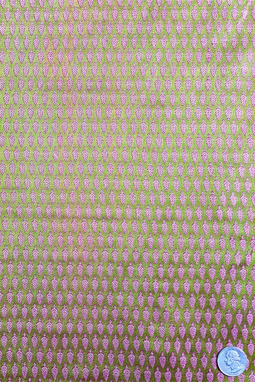Swampy Green/Raspberry Silk Brocade JV-1573 Fabric