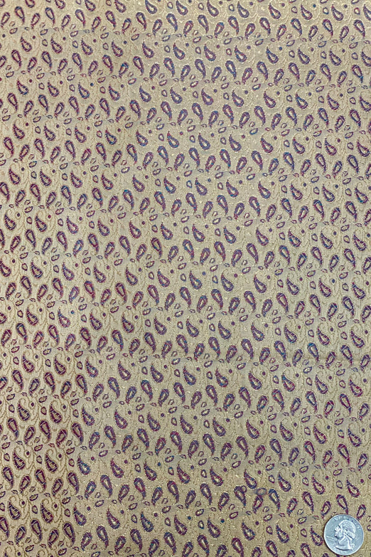 Gold/Burgundy/Paisley Silk Brocade JV-1575 Fabric