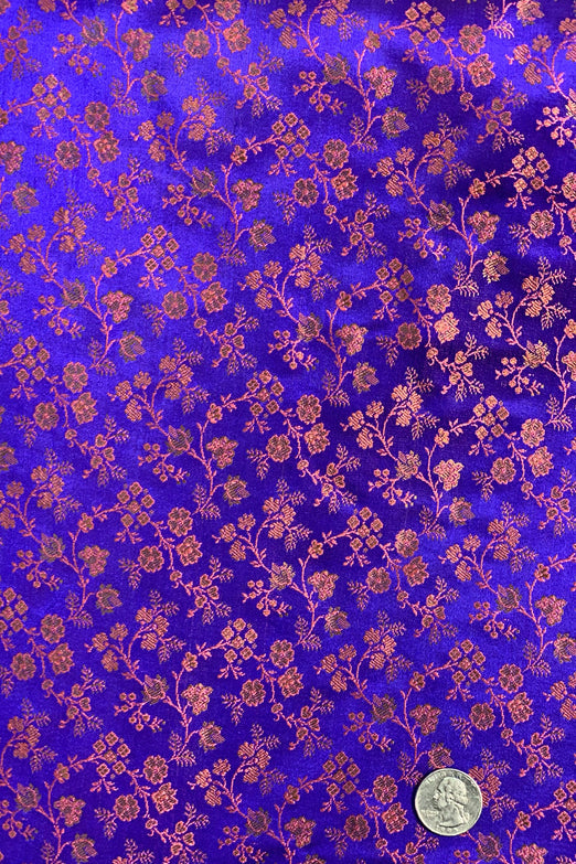 Royal Purple/Autumn Orange Silk Brocade JV-1577/2 Fabric