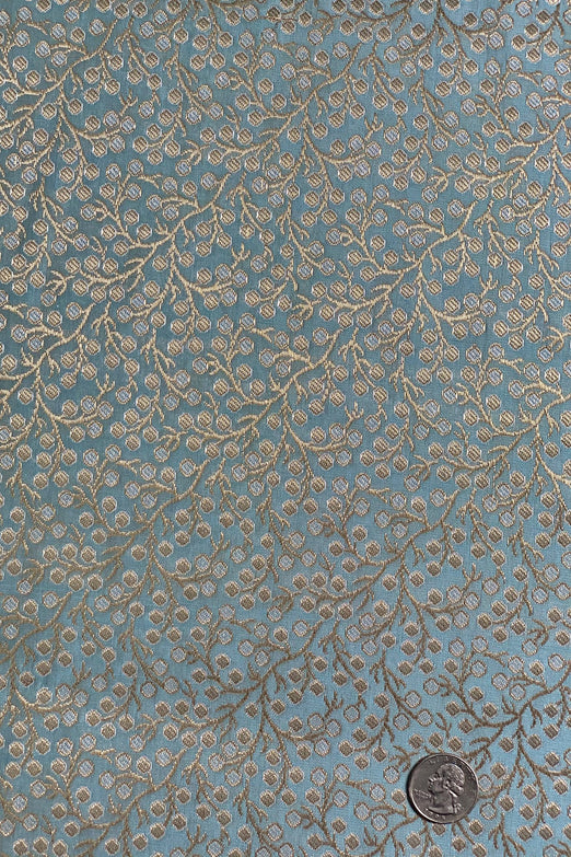 Sky Blue/Gold Silk Brocade JV-1578/2 Fabric