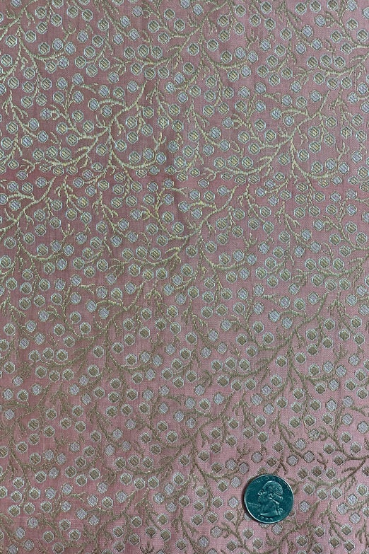 Salmon Pink/Gold Silk Brocade JV-1578/3 Fabric