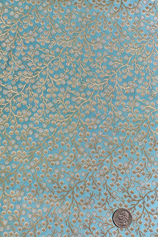 Aqua/Gold Silk Brocade JV-1578/4 Fabric