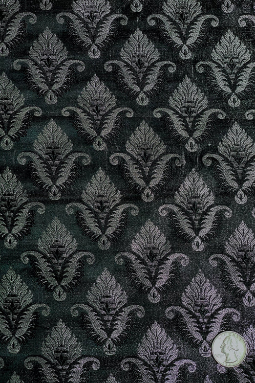 Black Silver Silk Brocade JV-1592 Fabric