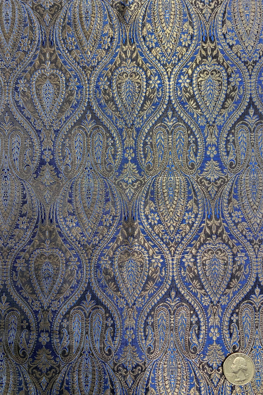 Royal Blue Silk Brocade JV-1594 Fabric