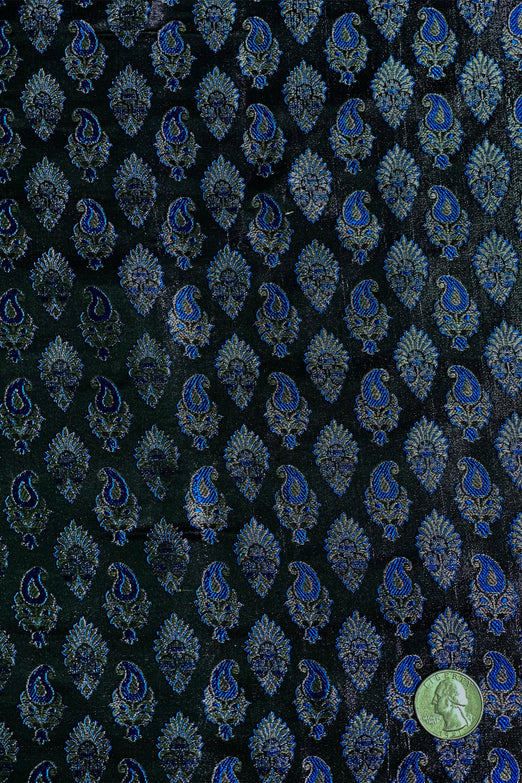Blue Silk Brocade JV-1595 Fabric