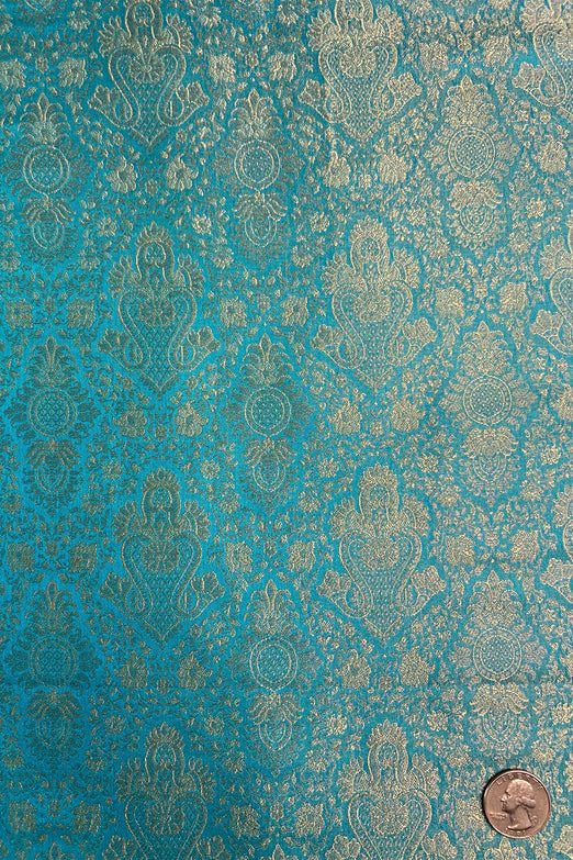 Aqua Blue Silk Brocade JV-1608 Fabric