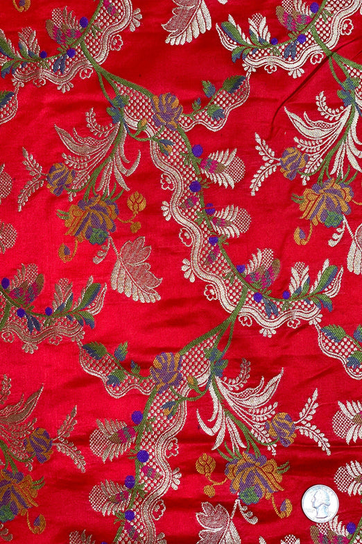 Red Silk Brocade JV-1617 Fabric